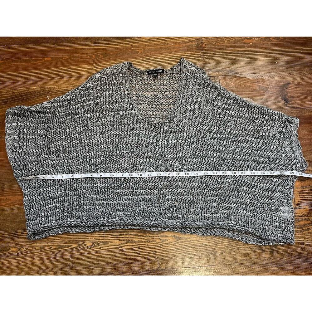 EILEEN FISHER Gray Fishnet Oversized Top~Size Medium SEE PHOTOS - Picture 6 of 8